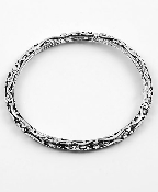Bangle Black Silver Black Etched Bracelet