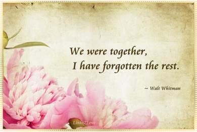 We were together, I have forgotten the rest - Walt Whitman
