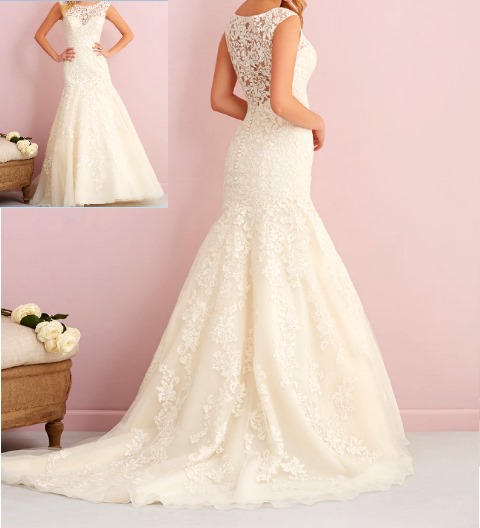 Wedding gown - A-line features esquisite English net