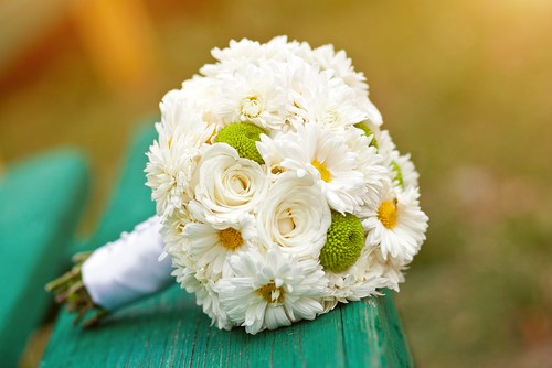 Daisy, white rose, chrysanthemum bridal bouquet...